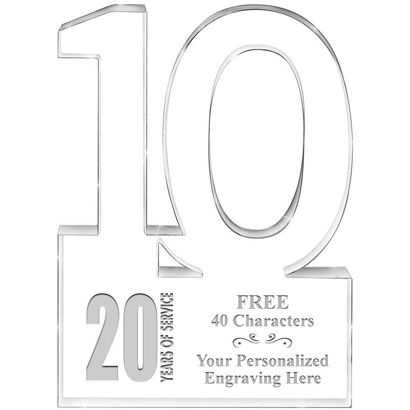 6" 10 YEARS OF SERVICE ACRYLIC