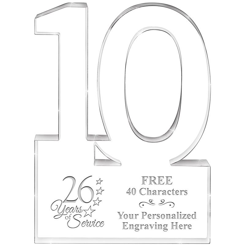 6" 10 YEARS OF SERVICE ACRYLIC