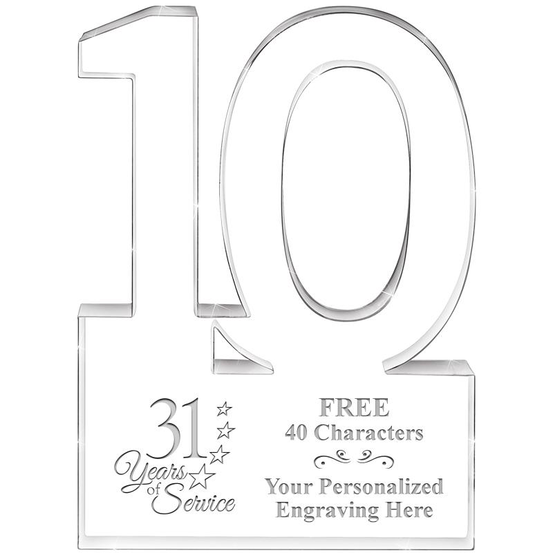 6" 10 YEARS OF SERVICE ACRYLIC