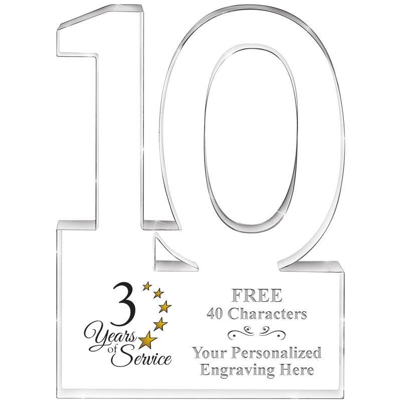 6" 10 YEARS OF SERVICE ACRYLIC