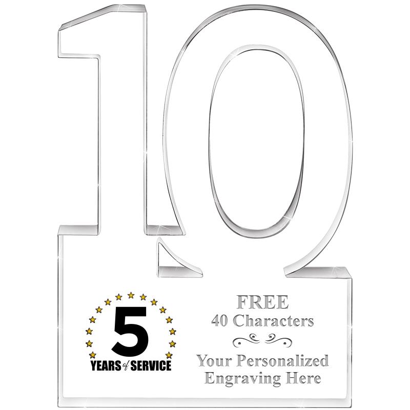 6" 10 YEARS OF SERVICE ACRYLIC