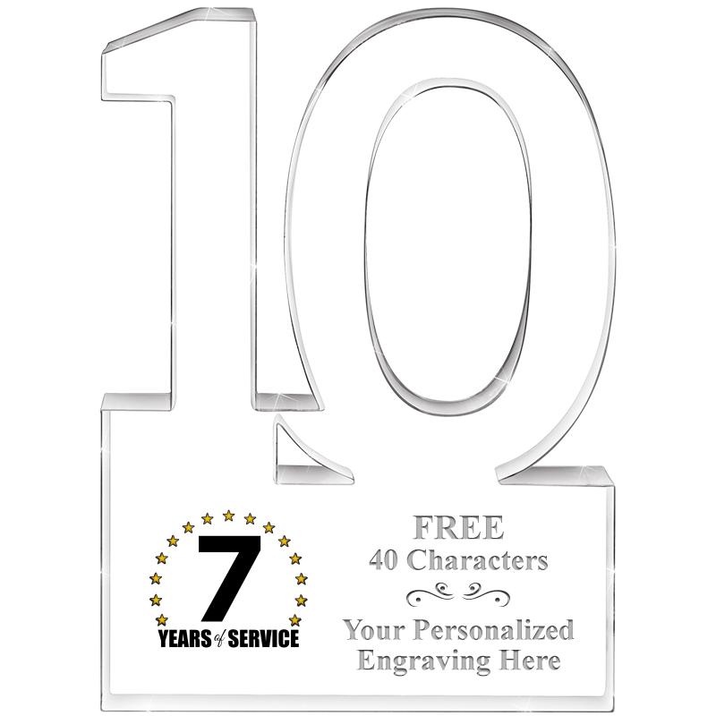 6" 10 YEARS OF SERVICE ACRYLIC