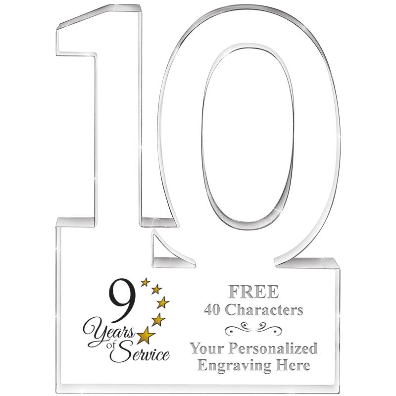 6" 10 YEARS OF SERVICE ACRYLIC