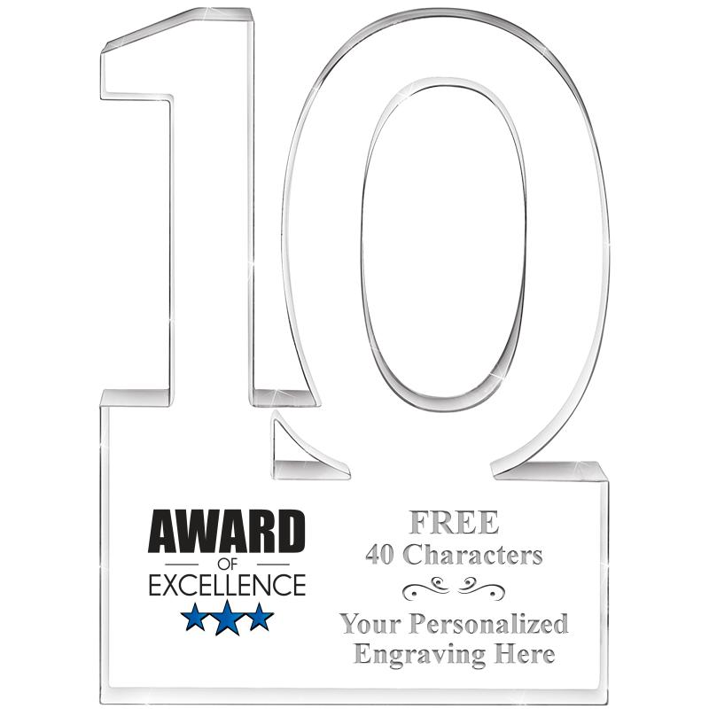 6" 10 YEARS OF SERVICE ACRYLIC