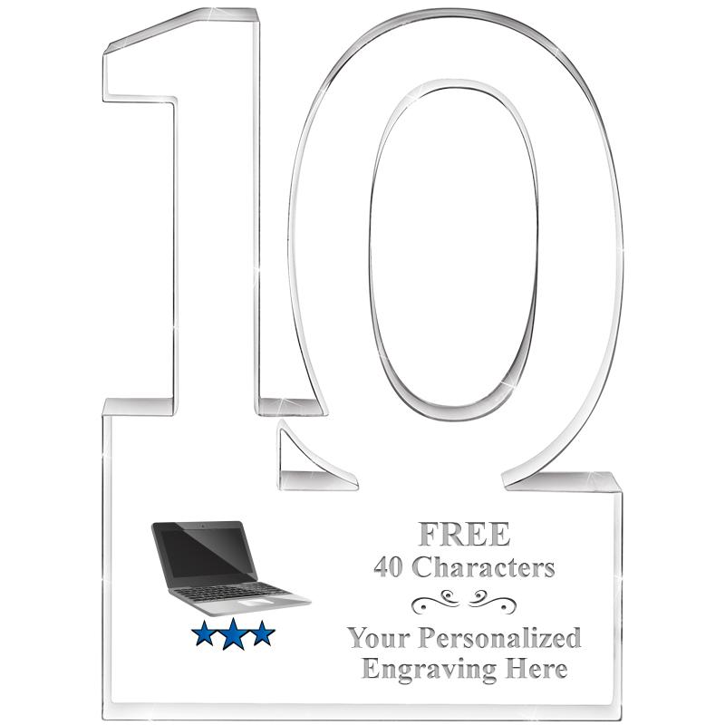 6" 10 YEARS OF SERVICE ACRYLIC