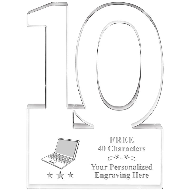 6" 10 YEARS OF SERVICE ACRYLIC