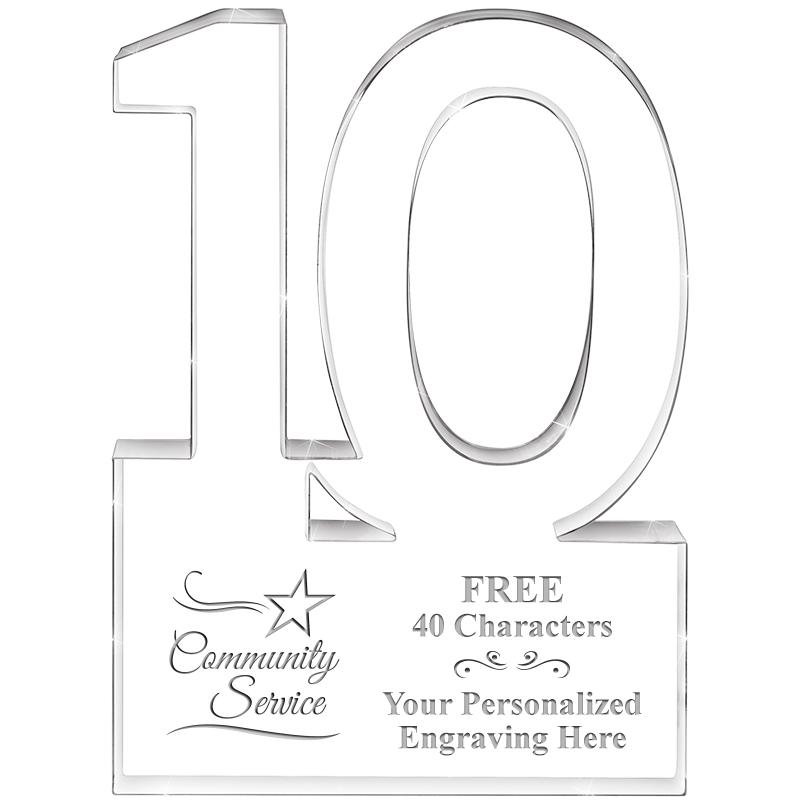 6" 10 YEARS OF SERVICE ACRYLIC