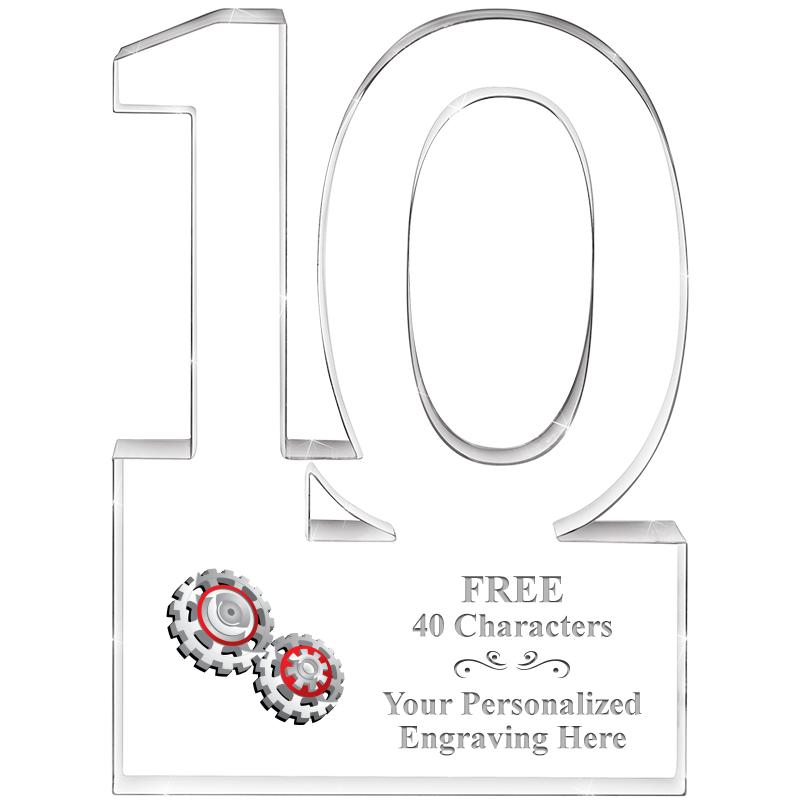 6" 10 YEARS OF SERVICE ACRYLIC