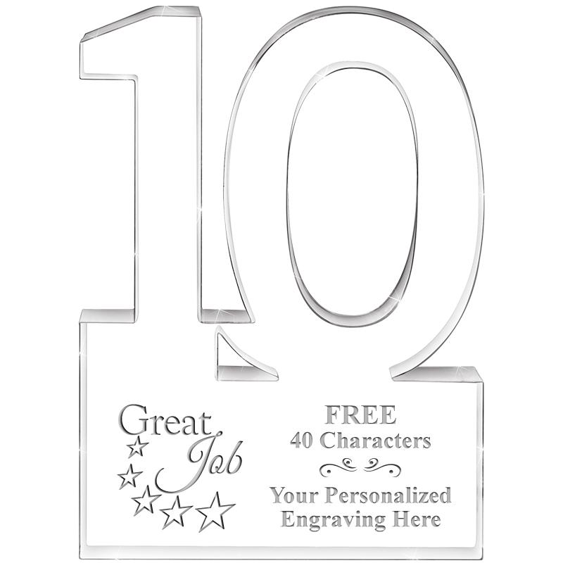 6" 10 YEARS OF SERVICE ACRYLIC