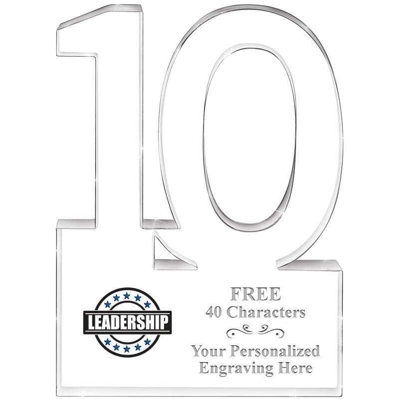 6" 10 YEARS OF SERVICE ACRYLIC