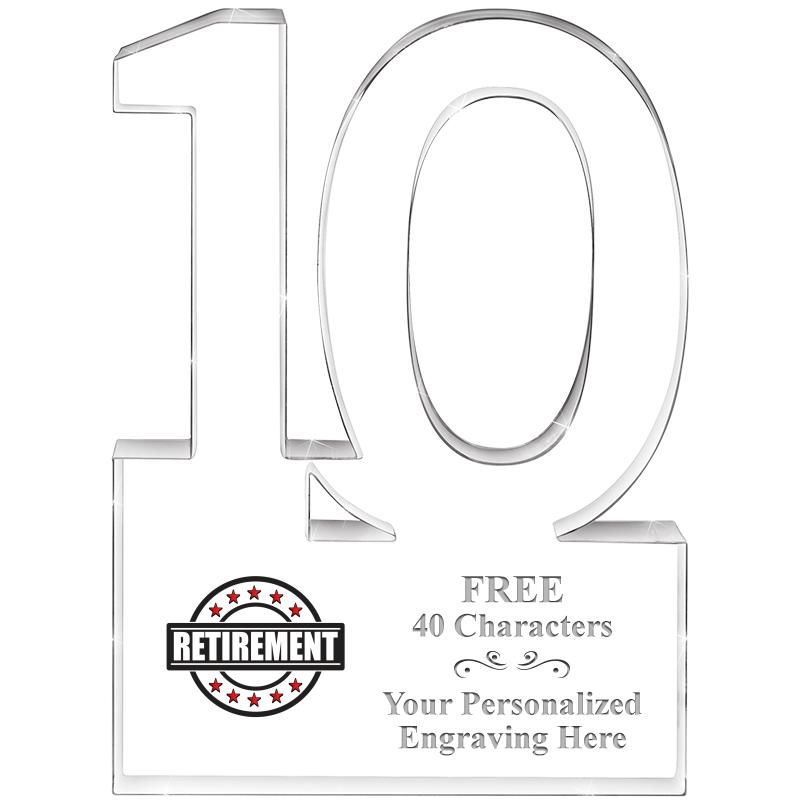 6" 10 YEARS OF SERVICE ACRYLIC