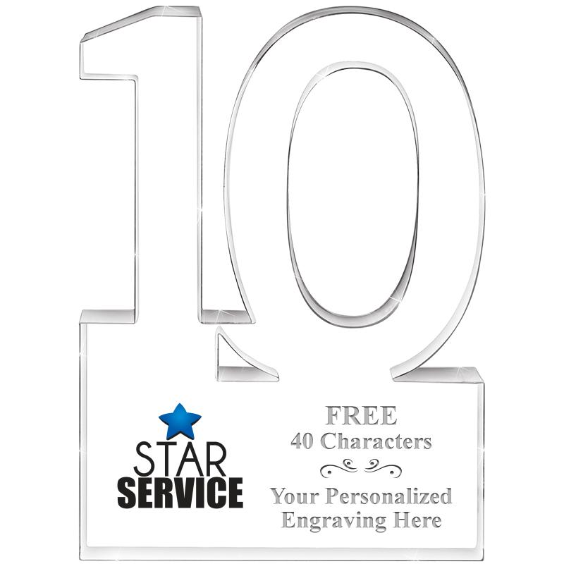 6" 10 YEARS OF SERVICE ACRYLIC