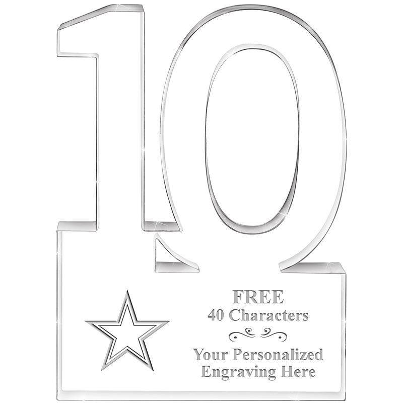 6" 10 YEARS OF SERVICE ACRYLIC