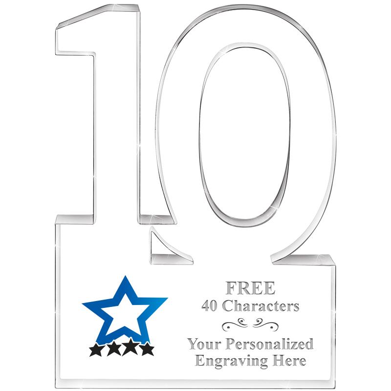 6" 10 YEARS OF SERVICE ACRYLIC