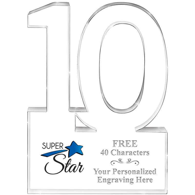 6" 10 YEARS OF SERVICE ACRYLIC