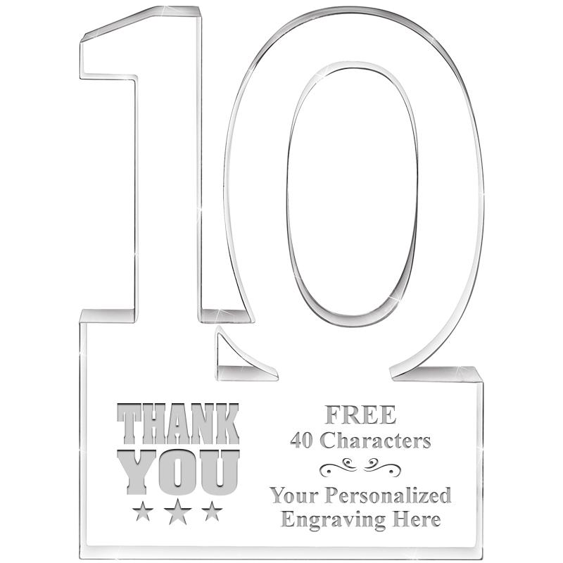 6" 10 YEARS OF SERVICE ACRYLIC