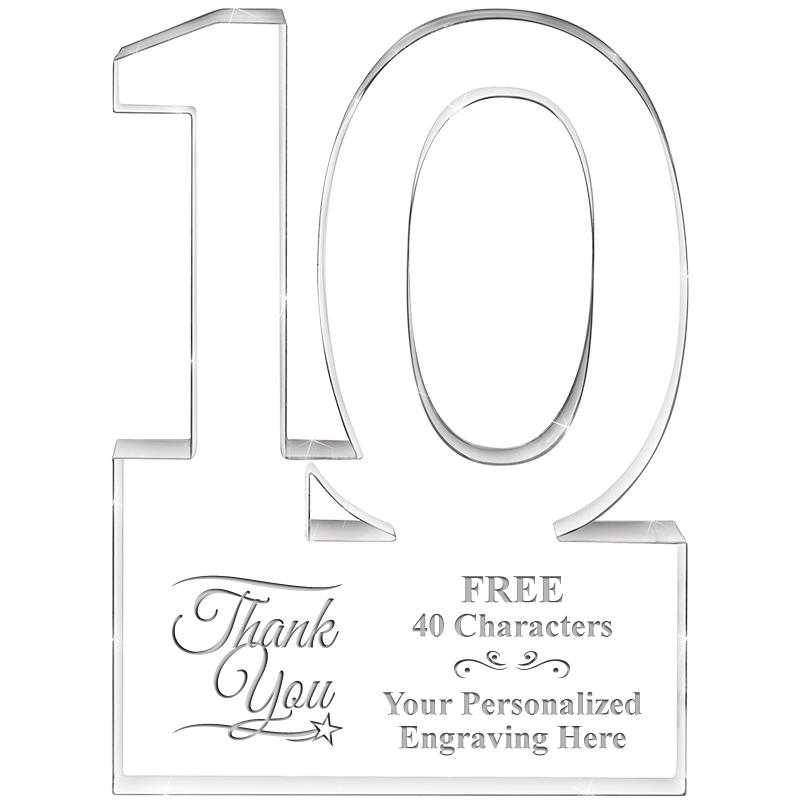 6" 10 YEARS OF SERVICE ACRYLIC