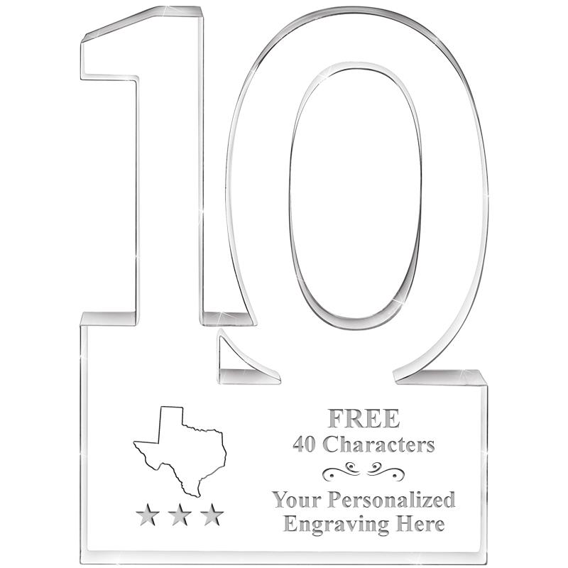 6" 10 YEARS OF SERVICE ACRYLIC