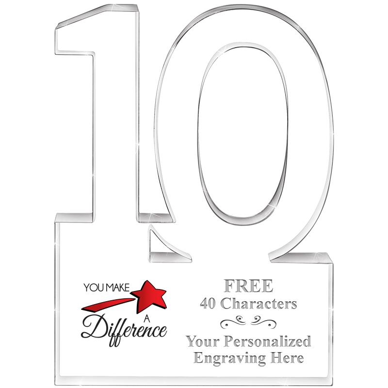 6" 10 YEARS OF SERVICE ACRYLIC