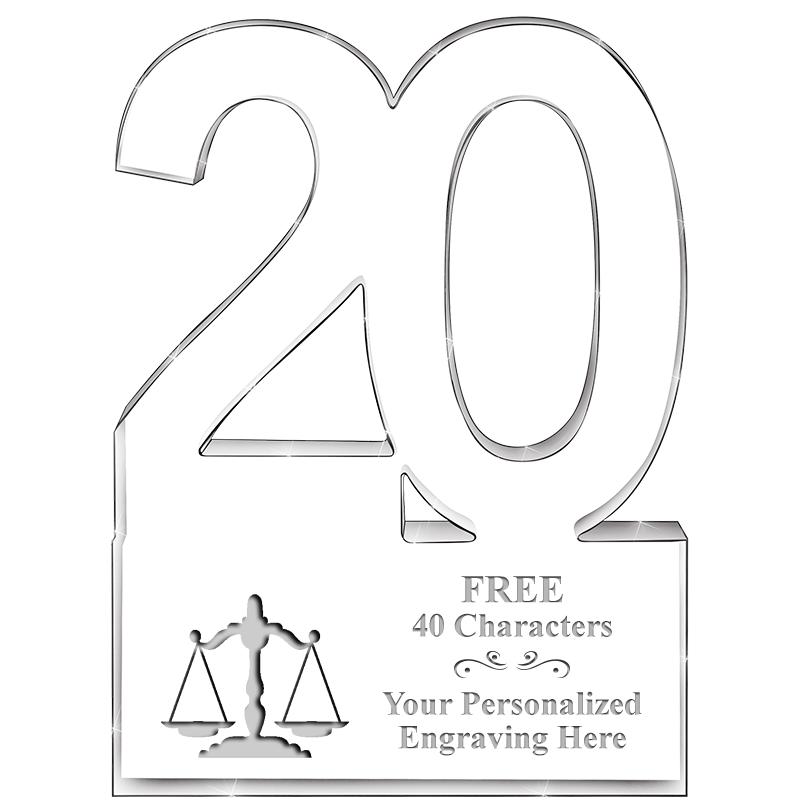 6" 20 YEARS OF SERVICE ACRYLIC