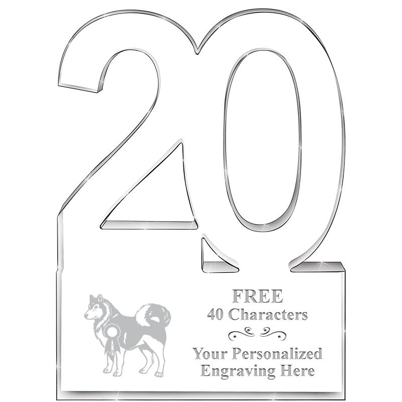 6" 20 YEARS OF SERVICE ACRYLIC