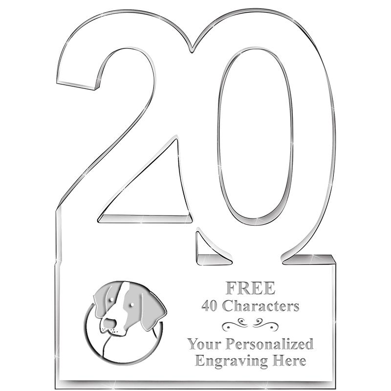 6" 20 YEARS OF SERVICE ACRYLIC