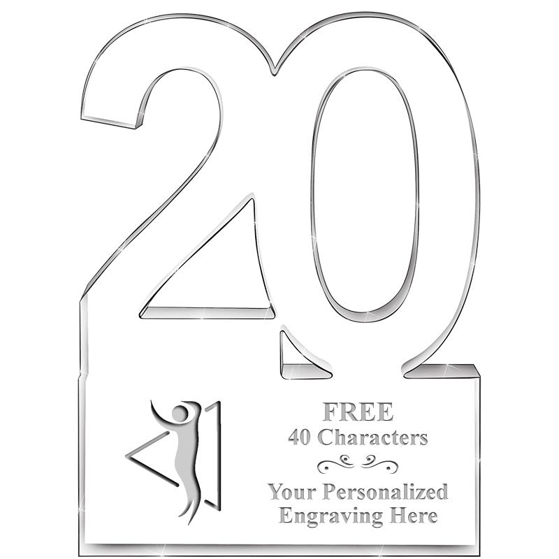 6" 20 YEARS OF SERVICE ACRYLIC