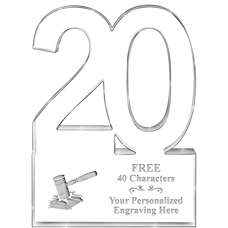 6" 20 YEARS OF SERVICE ACRYLIC