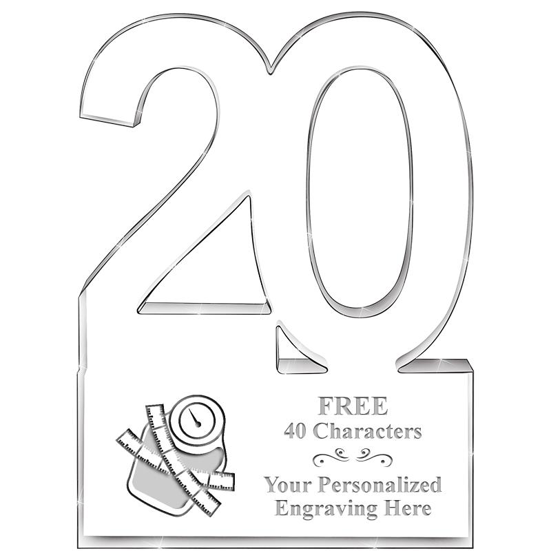 6" 20 YEARS OF SERVICE ACRYLIC