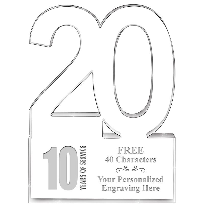 6" 20 YEARS OF SERVICE ACRYLIC