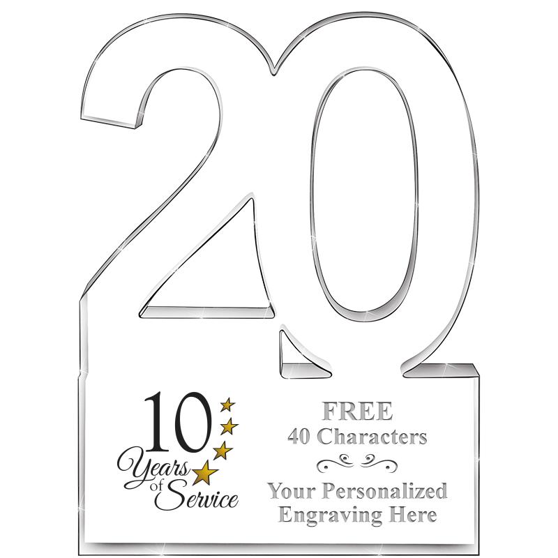 6" 20 YEARS OF SERVICE ACRYLIC