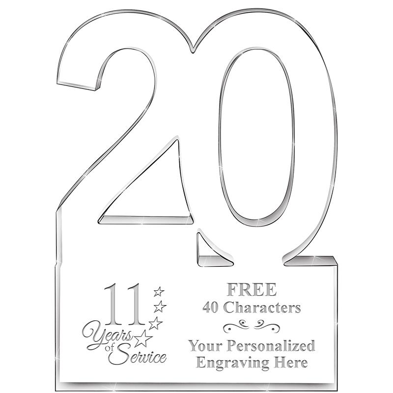 6" 20 YEARS OF SERVICE ACRYLIC