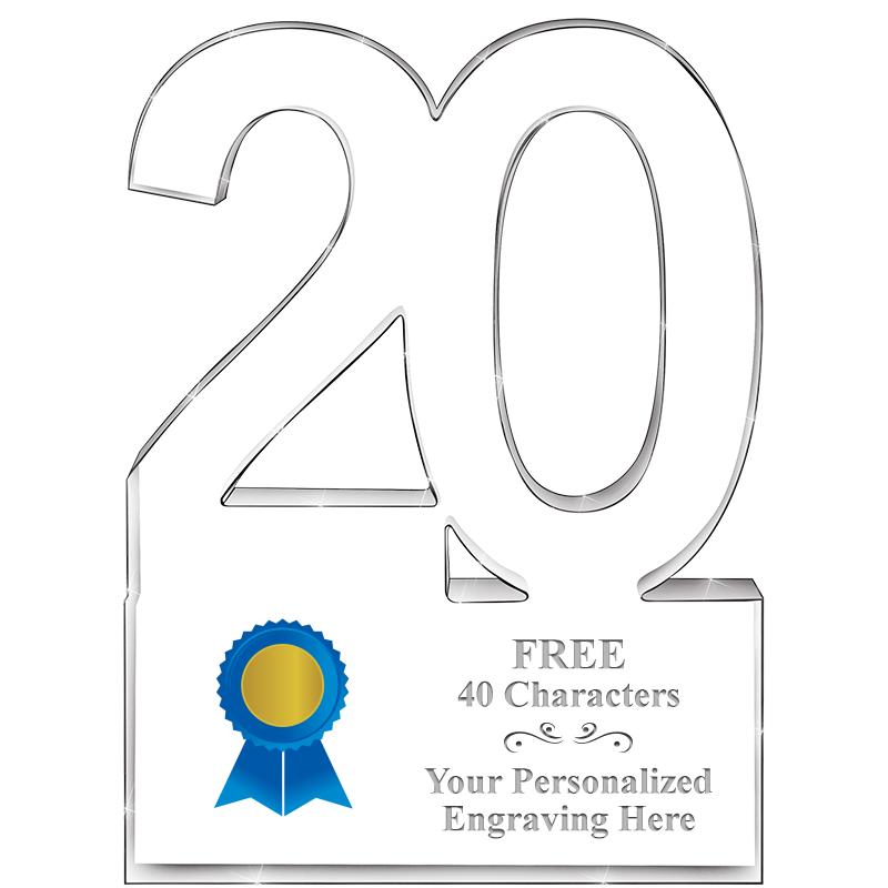 6" 20 YEARS OF SERVICE ACRYLIC