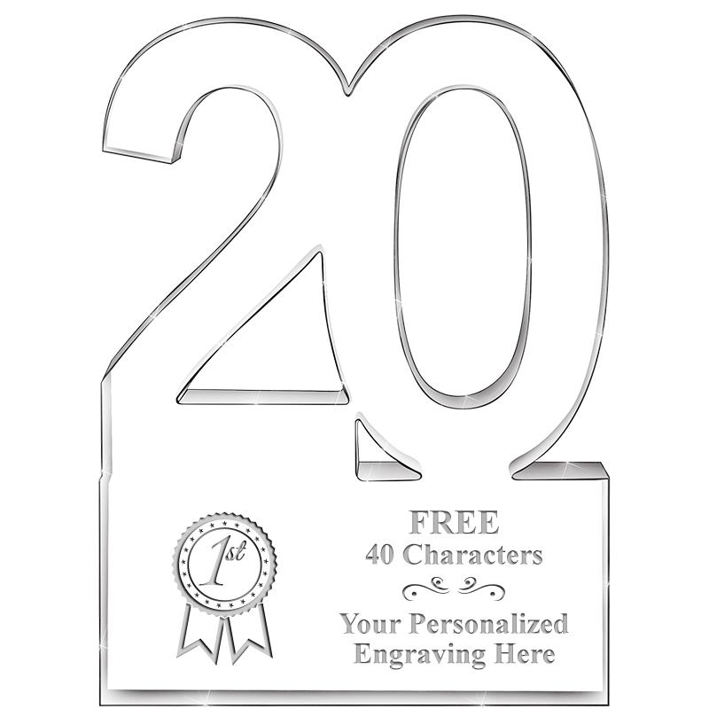 6" 20 YEARS OF SERVICE ACRYLIC