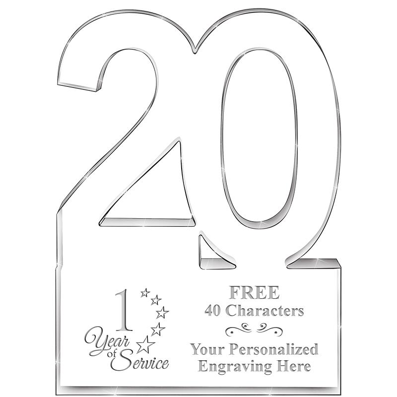 6" 20 YEARS OF SERVICE ACRYLIC