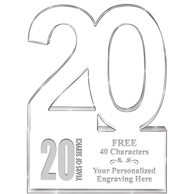 6" 20 YEARS OF SERVICE ACRYLIC
