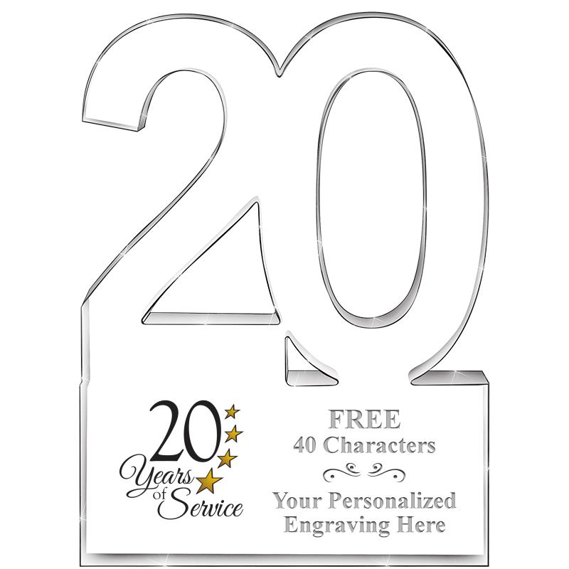 6" 20 YEARS OF SERVICE ACRYLIC