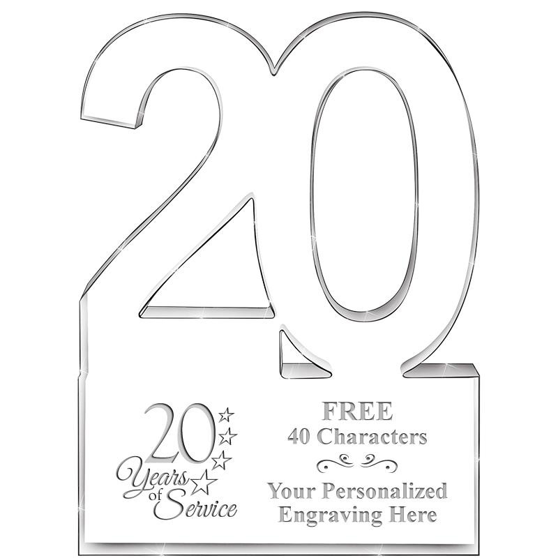 6" 20 YEARS OF SERVICE ACRYLIC