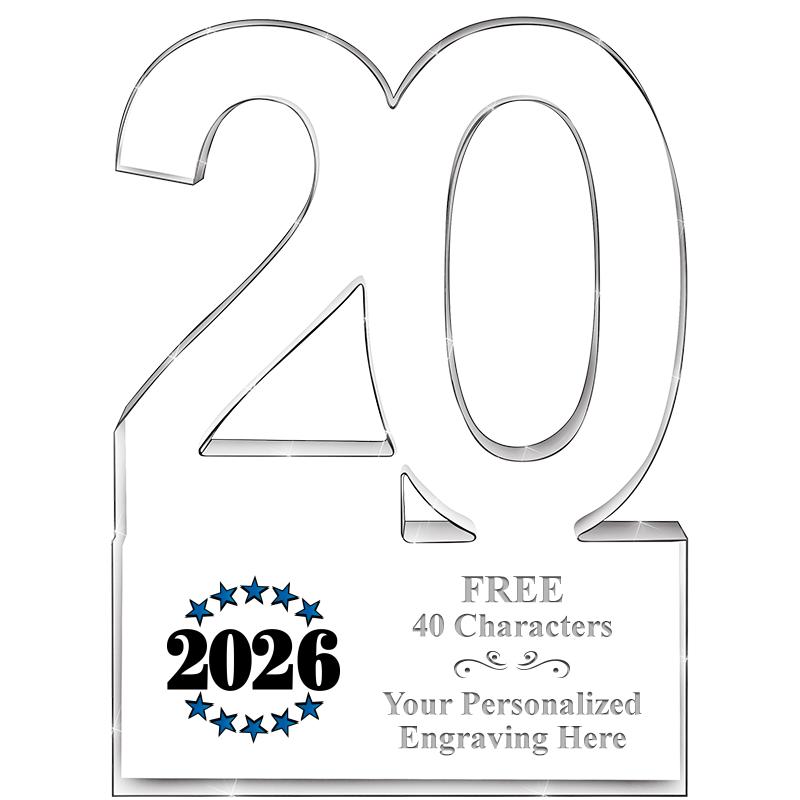 6" 20 YEARS OF SERVICE ACRYLIC