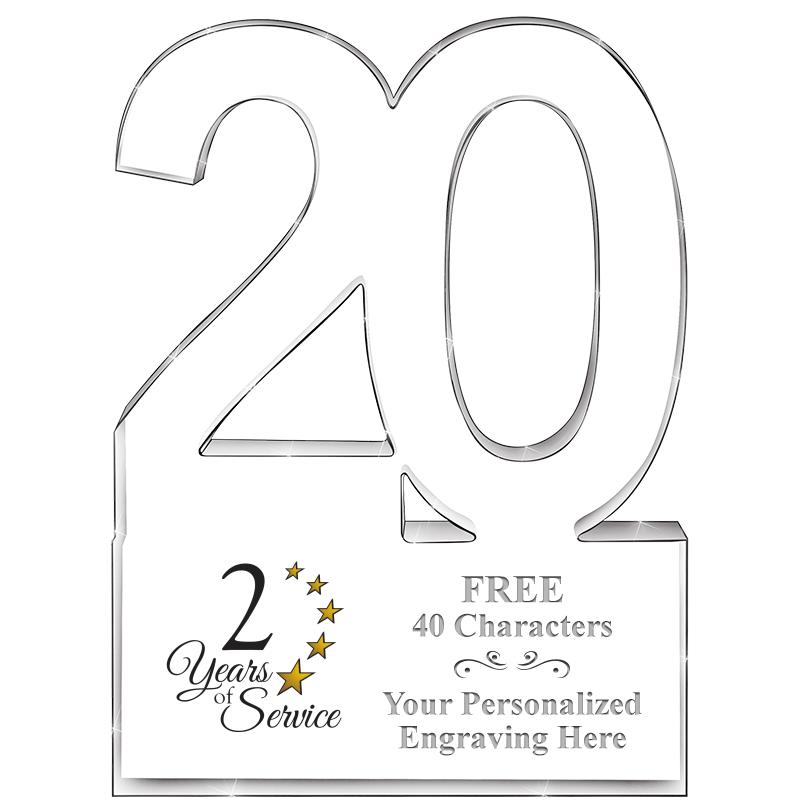 6" 20 YEARS OF SERVICE ACRYLIC