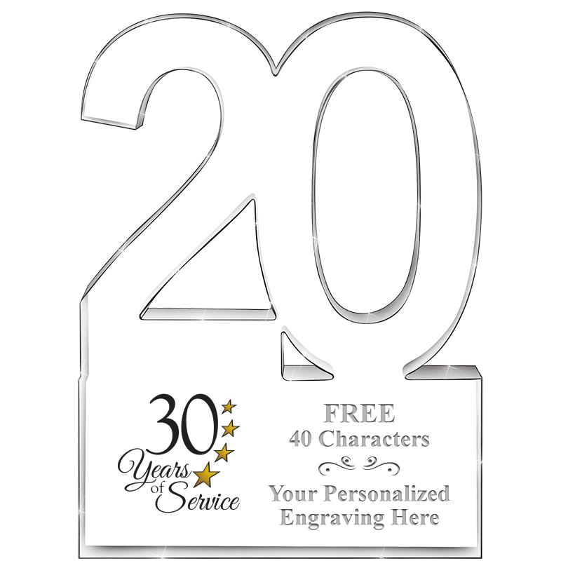 6" 20 YEARS OF SERVICE ACRYLIC