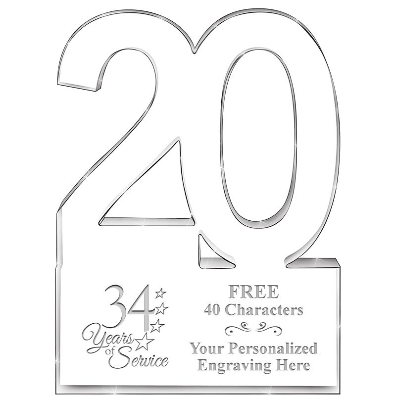 6" 20 YEARS OF SERVICE ACRYLIC