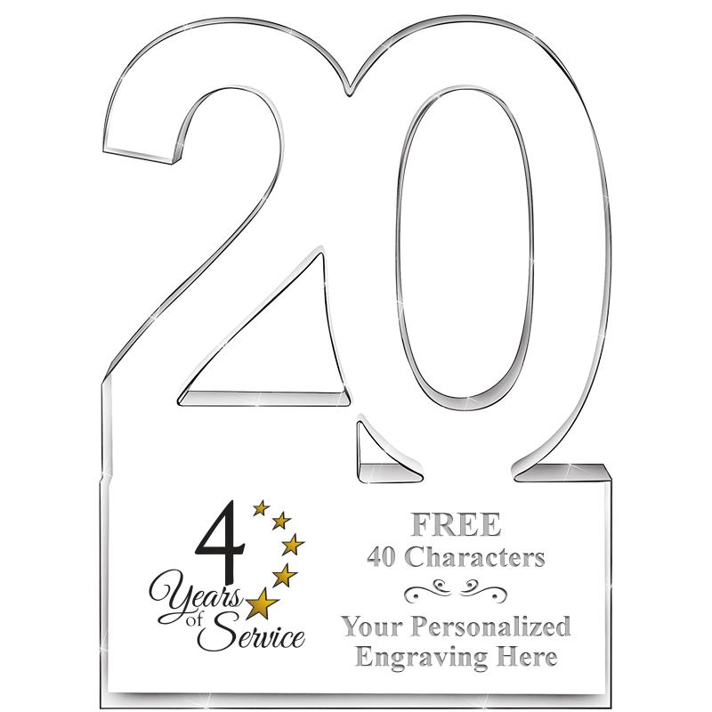 6" 20 YEARS OF SERVICE ACRYLIC