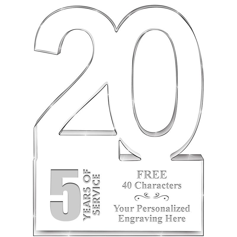 6" 20 YEARS OF SERVICE ACRYLIC