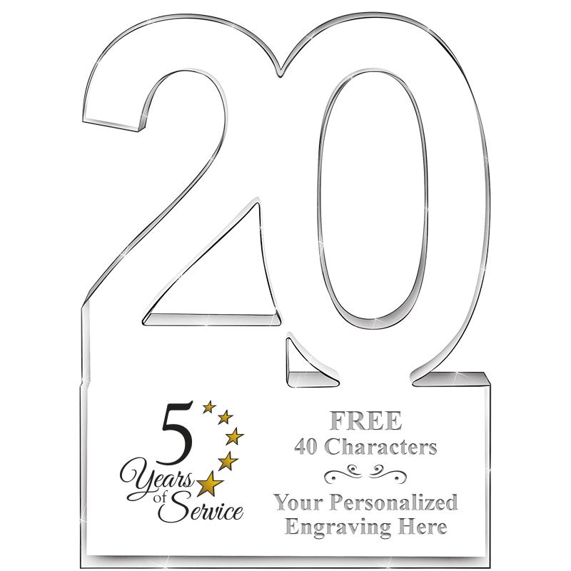 6" 20 YEARS OF SERVICE ACRYLIC