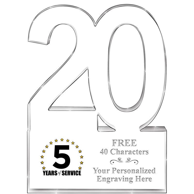 6" 20 YEARS OF SERVICE ACRYLIC