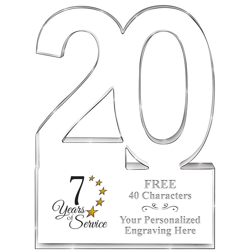 6" 20 YEARS OF SERVICE ACRYLIC