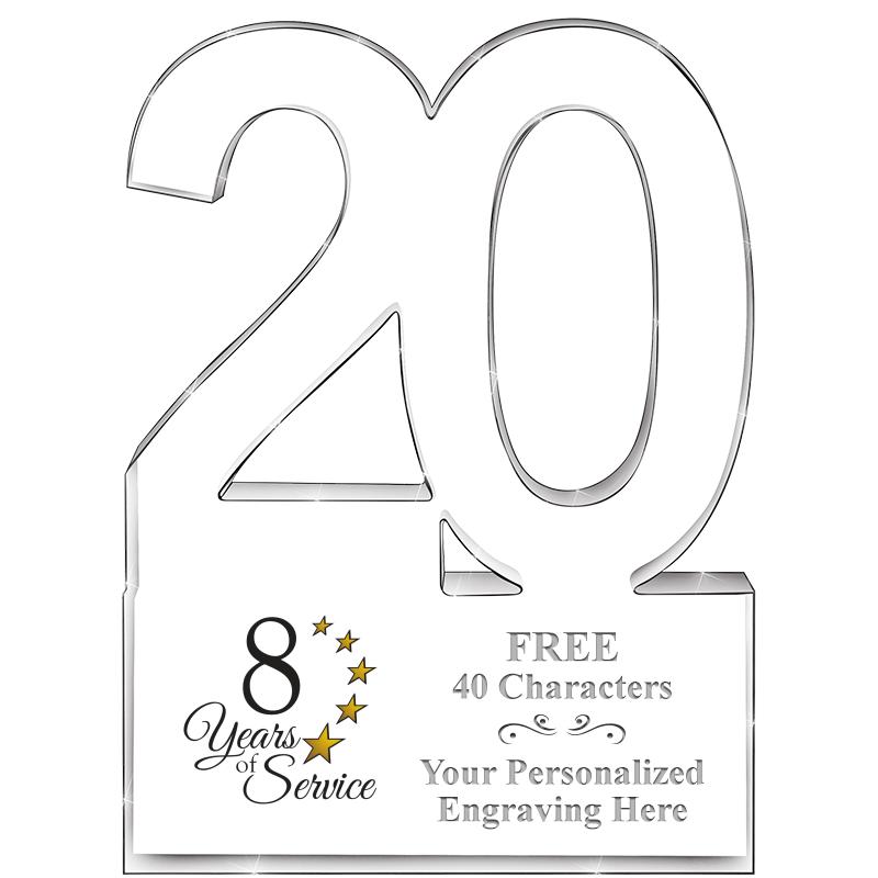 6" 20 YEARS OF SERVICE ACRYLIC
