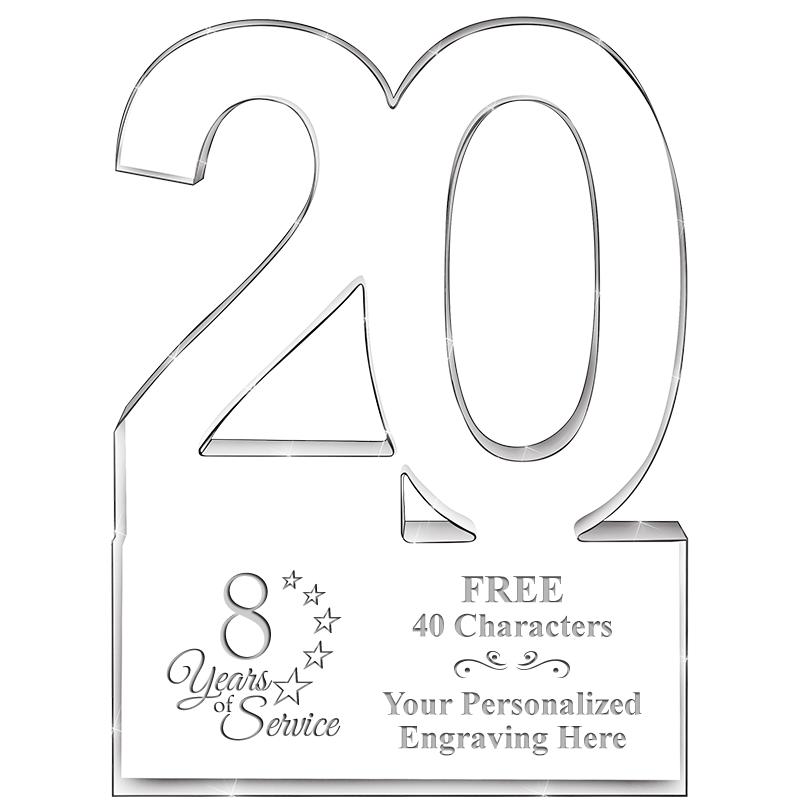 6" 20 YEARS OF SERVICE ACRYLIC