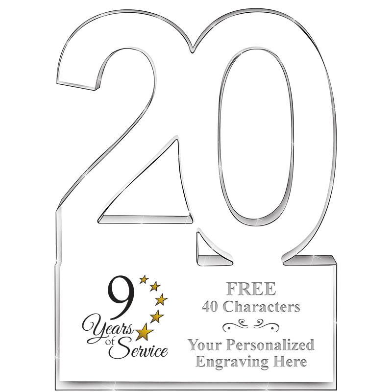 6" 20 YEARS OF SERVICE ACRYLIC